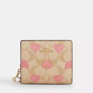 Snap Wallet In Signature Canvas With Heart Print